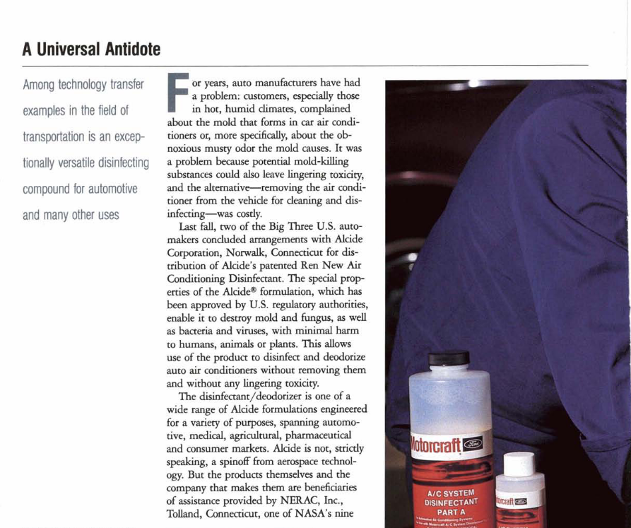 Nasa Spinoff magazine, 1988, page 118: A Univeral Antidote